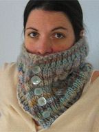 Buttoned Cable Cowl in Chunky Mochi